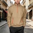 thumbnail image 2 of HBGVBA Boys Fleece Sweatshirt,Solid Color Half Zip Stand Collar Lined Pullover Top Loose Casual Thick Warm Long Sleeve 5-15 Years, 2 of 6