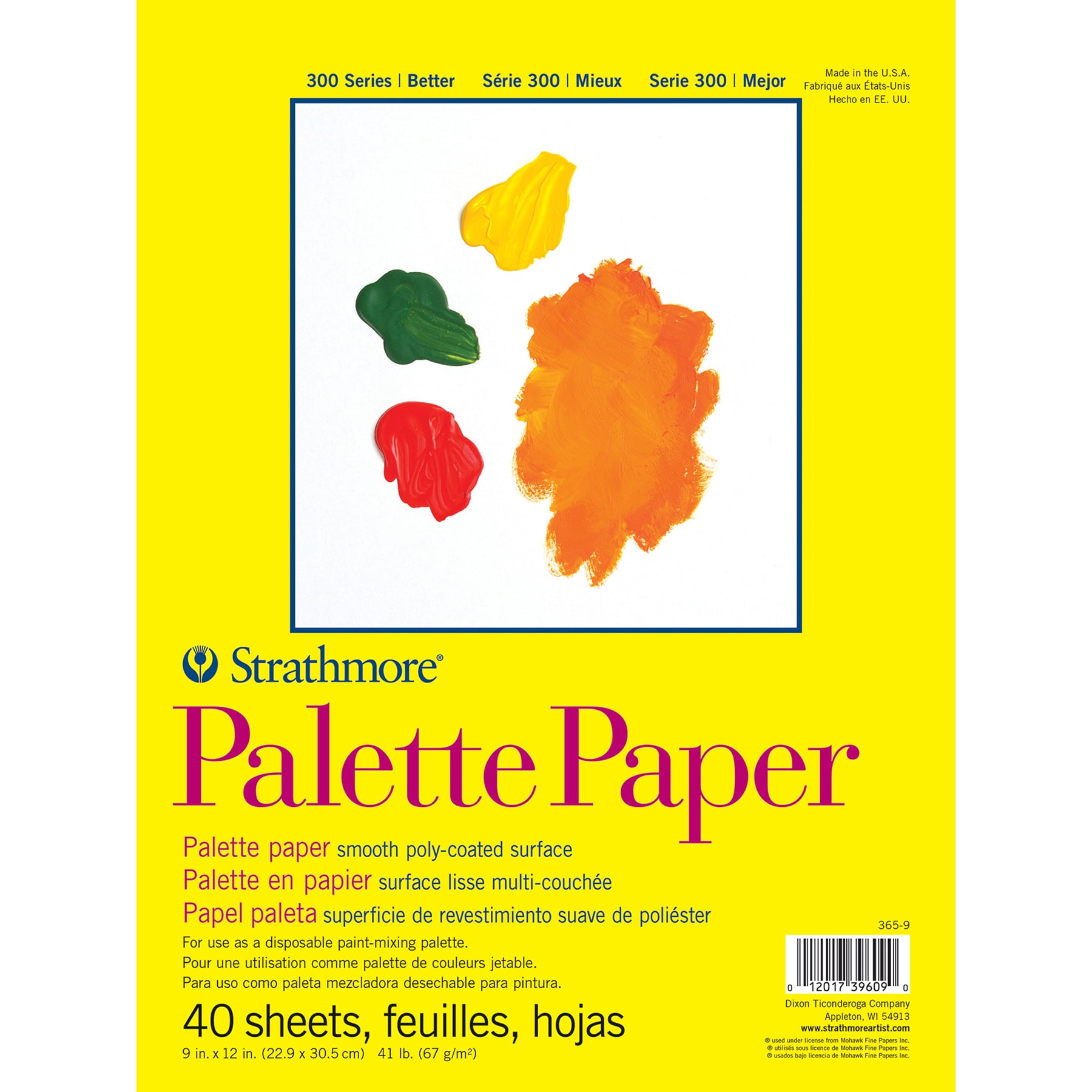 Strathmore 300 Series Palette Pad, Tape Binding, 40 Sheet, 9x12 inch, Pack of 3