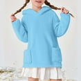 thumbnail image 2 of Ecqkame Girls Double Sided Velvet Hoodies Winter Thickened Warm Hooded Long Sleeved Fleece Sweatshirts with Pockets 4-15 Years Blue 7 Year, 2 of 9