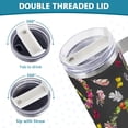 thumbnail image 5 of SKYSONIC Insulated Tumblers with Lids and Straws Handles 40oz Water Bottle Peace Sign Floral Butterfly Feather Travel Mug Reusable Stainless Steel Thermos Vacuum, 5 of 7