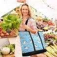 thumbnail image 6 of WOBOGO Unicorns Rainbows Blue Pattern Tote Cooler Bag Fold Flat Insulated Shopping Bag With Zipper For Work Picnic Beach Use 18×6.7×24in, 6 of 8
