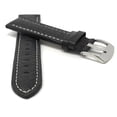 thumbnail image 3 of Bandini 20mm Mens Leather Watch Band Strap - Black - Buffalo Pattern - White Stitch, 3 of 5