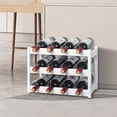 thumbnail image 3 of Bamboo Wine Rack, Sturdy and Durable Wine Storage Cabinet Shelf, Wine Racks Countertop for Pantry,Kitchen,3-Tier 12 Bottles Wine Rack White, 3 of 7