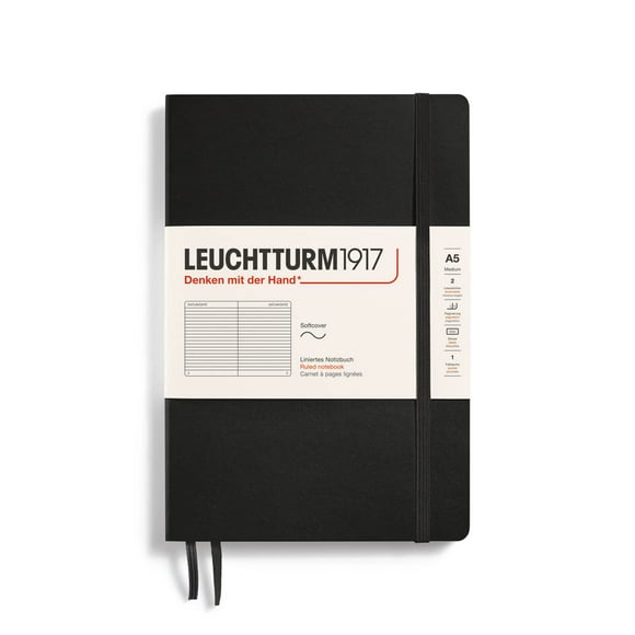 Cuaderno LEUCHTTURM1917, tamaño mediano, A5, tapa blanda rayada, 123 páginas
