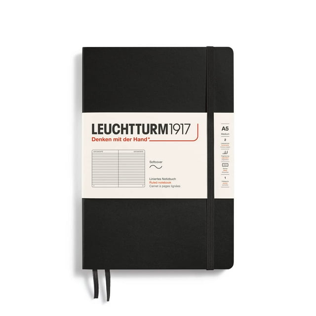 Cuaderno LEUCHTTURM1917, tamaño mediano, A5, tapa blanda rayada, 123 páginas