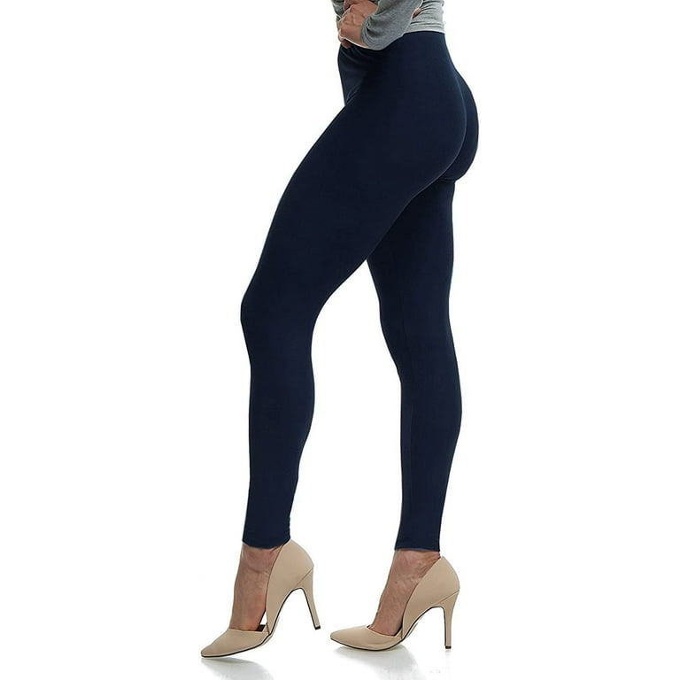 LMB Lush Moda Women's Leggings Basic Polyester - Extra Buttery Soft with  Slimming Fit for Casual Wear, Lounging, Yoga, Exercise and Layering - Many  Colors - Dark Navy (XS - XL) 