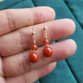 thumbnail image 4 of K-KED Fashion 8-10mm Red Agate Gourd Shaped Eardrops Hook Wedding Classic AAA-Gold, 4 of 9