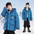 thumbnail image 2 of Chaqueta de plumón para niños y niñas, chaqueta con capucha gruesa y cálida para exteriores, longitud media, nuevo estilo, invierno, para niños medianos y mayores, 2024, 2 of 5