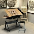 thumbnail image 3 of Yaheetech Drafting Table with 2 Drawers and Stool, 3 of 11