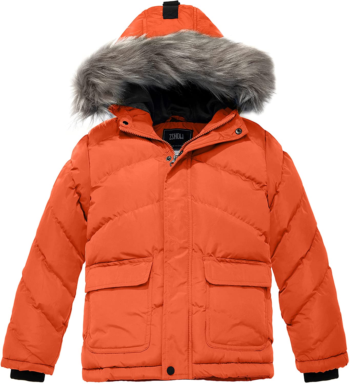 Boys' Puffer Jacket Warm Winter Coat Waterproof Hooded Outerwear
