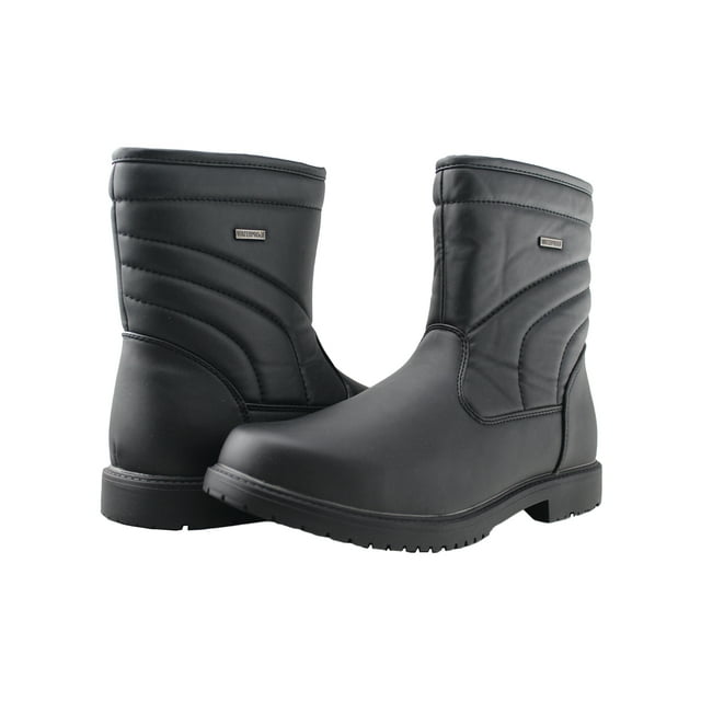 Tanleewa Men's Winter Boots Fur Lining Waterproof Non Slip Snow Boots Side Zipper Shoe Size 8