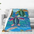 thumbnail image 4 of Salouo Little Sea Turtles Print Bed Blankets,Flannel Blanket Comfortable Air Conditioning Blanket Lightweight Blanket for Sofa Bed Travel & Couch -80"x60", 4 of 8