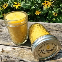 Beeswax candles 2 Glass Jars 8oz each Pure 100% Michigan Beeswax Burning time 45 hours. Natural Fragrance. 3.5/8" tall x 2.25"W