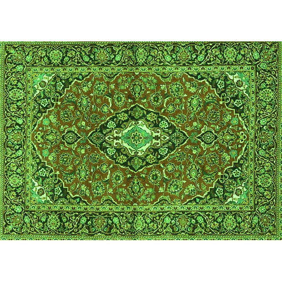 Ahgly Company Indoor Rectangle Oriental Green Traditional Area Rugs, 2' x 4'