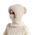 thumbnail image 2 of Balaclava for Women Winter Hat Fleece Lined Beanie Face Cover Neck Warmer Thermal Ski Outdoor Sports Cozy Knit Beige L, 2 of 4