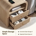 thumbnail image 4 of Keywhat Modern Fluted Nightstand set of 2, 24" End Table with Charging Station, 2 Drawers and Metal Handles for Bedroom/Living Room, Natural Oak, 4 of 6