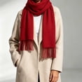 thumbnail image 2 of LUVDA Knit Scarf Wrap for Women Solid Long Fringe Warm Casual Fall Winter, 2 of 5
