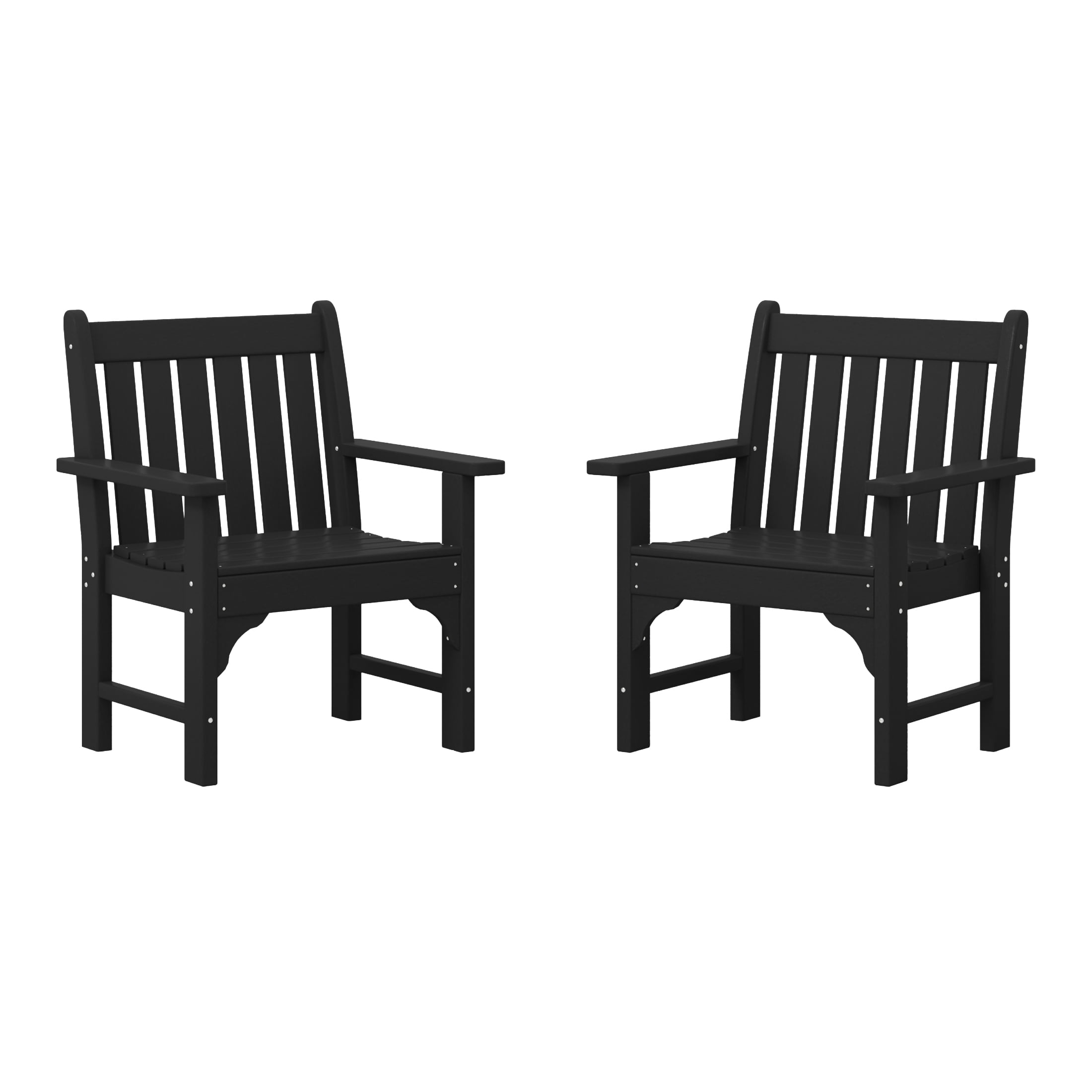 WestinTrends Malibu Outdoor Patio HDPE Adirondack Dining Arm Chairs (Set of 2), Black