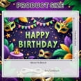 thumbnail image 2 of Gold Framed Mardi Gras Banner Purple Background Backdrop Colorful Feathers Masquerade Mask Carnival Display for Birthday Celebration Mardi Gras Party Indoor Decoration, 2 of 9