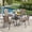 Black-Brown, variant on DIFY 5-Piece Patio Dining Set for 4, 37.8" Metal Square Table with 4 Stackable Chairs, Walnut&Brown
