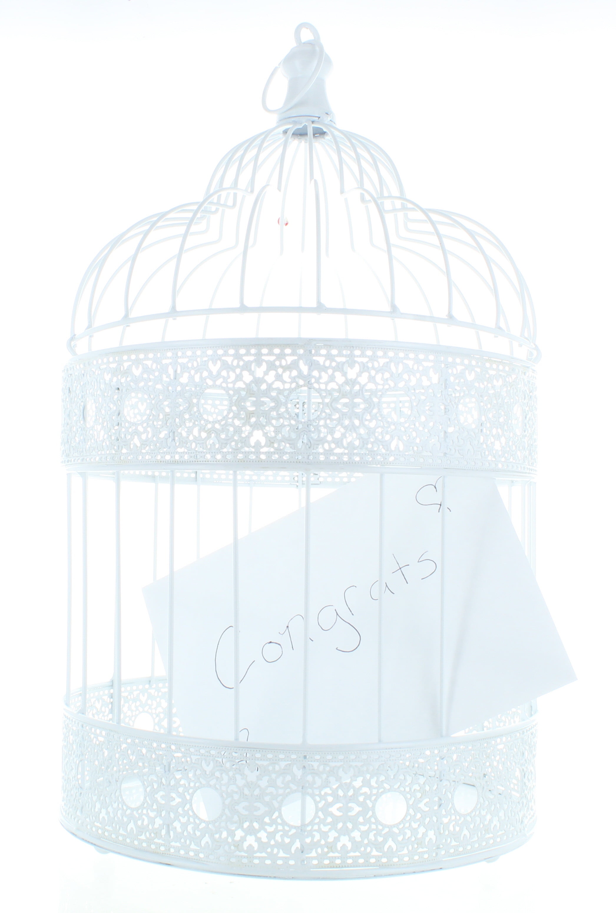 18 X 9 1 2 White Metal Birdcage Wedding Reception Card Holder
