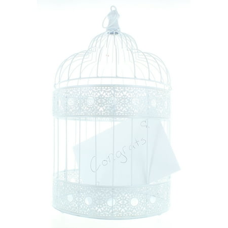 18 X 9 1 2 White Metal Birdcage Wedding Reception Card Holder