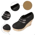 thumbnail image 4 of Rokment Womens Glitter Rhinestones Platform Wedge Dress Shoes 2026 Spring Fall Fashion Sparkly Leather Chunky High Heels Ankle Boot with Side Zipper Black Size 6, 4 of 6