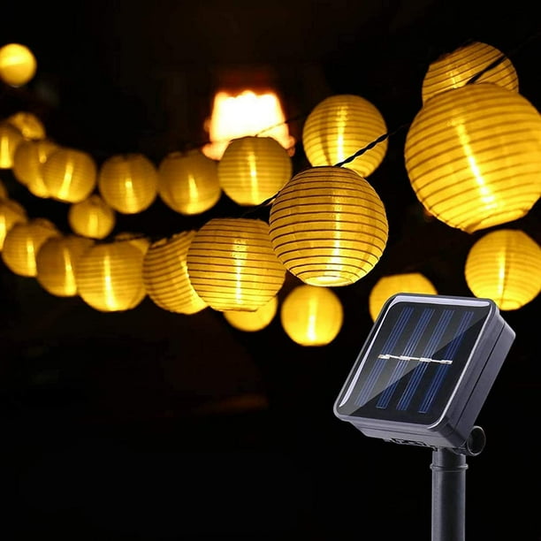 Guirnalda de luces LED solares para exterior, 6,5 m, paquete de 30 LED de nailon para fiestas, Navidad, jardín, patio, Halloween, decoración (blanco cálido)