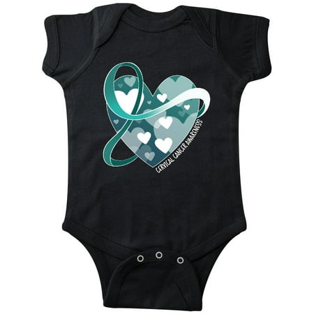 

Inktastic Cervical Cancer Awareness Teal and White Ribbon Around Heart Gift Baby Boy or Baby Girl Bodysuit