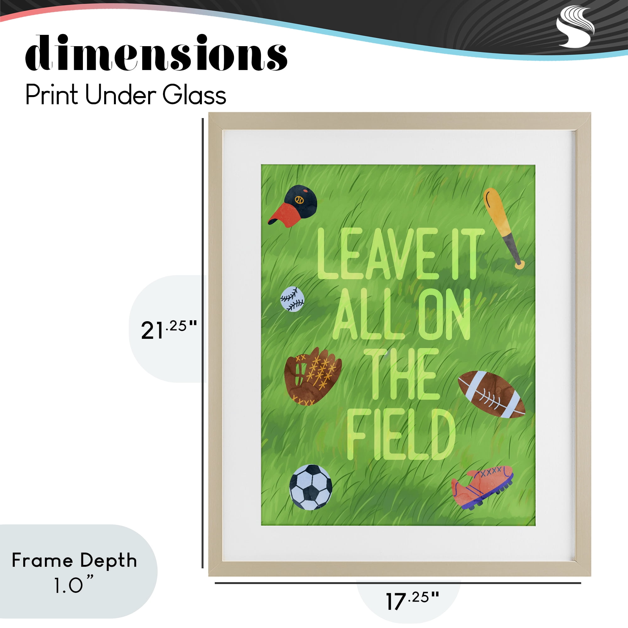 Stupell Industries Leave It On The Field Birch Framed Print Under Glass, design by Lil' Rue