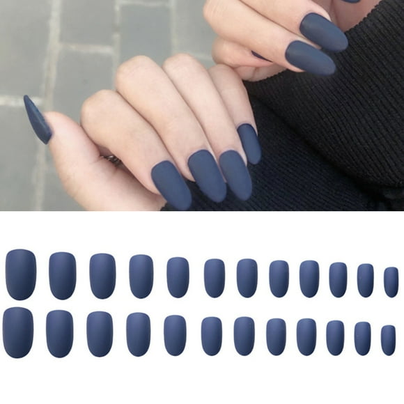 24PCS False Nail Fashion Matte Solid Color False Nail Tip with Glue for Wedding