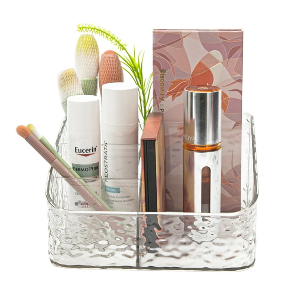 ALLINCOZY Makeup Organizer for Vanity,Large Capacity Desk Organizer for Vanity,Bathroom,Bedroom,Diamond Pattern Transparent