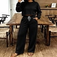 thumbnail image 6 of Turilly Women Ladies Clothes Set of 2 Women's 2 Piece Sweater Outfits Set Oversized Pullover Hoodie Wide Leg Pants Loose Knitted Sweatsuit, 6 of 6