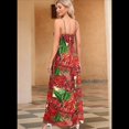 thumbnail image 4 of Vestido de Verano 2025 para Mujer, con Estampado Floral, Lazo Frontal, Tirantes Finos, Informal, Bohemio, , Suelto, Rojo, Talla S, 4 of 6