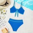 thumbnail image 5 of XAOFW Women's Swimsuit Sets High Waist Sleeveless Top And Bottoms 2Pcs Swimwear Swimming Lessons Soft Breathable Bathing Suit, 5 of 5
