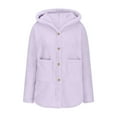 thumbnail image 3 of MIUOWANP Winter Fuzzy Fleece Jacket Women Plus Size Button Plush Tops Hooded Loose Cardigan Wool Coat Winter Jacket, 3 of 4
