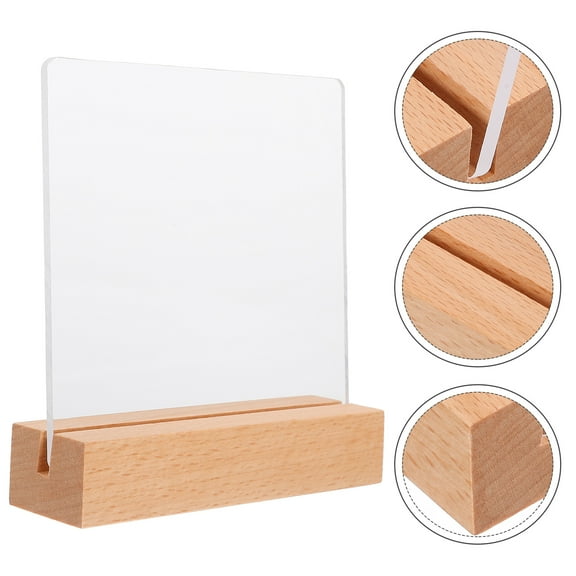 MLINS MultiFunctional Acrylic Sign Holder with Wood Base for Nail Art and Display Assorted Color 12x4 Inches