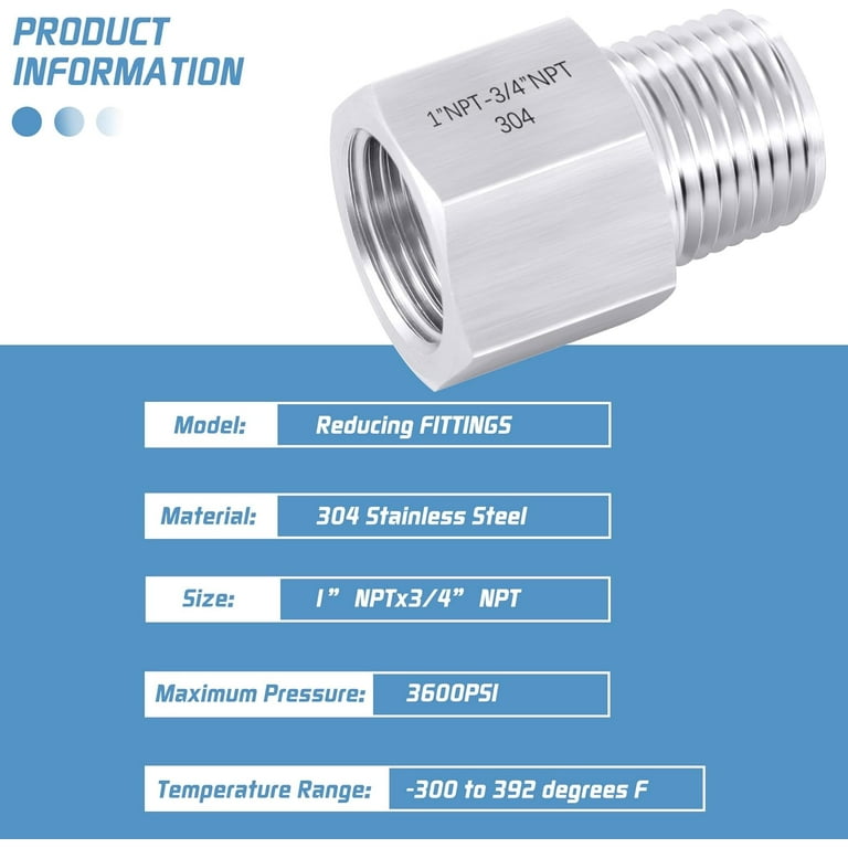 304 Stainless Steel Forged Hex Reducer Adapter, 1