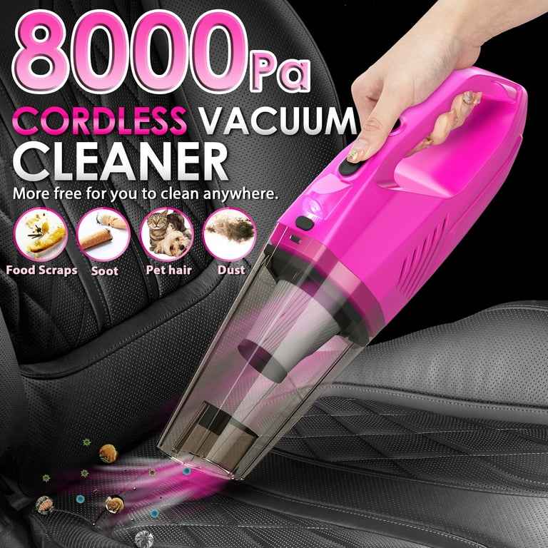 THINKWORK Pink Portable Vacuum Kit, Car Cleaning Kit with 8000PA Cordless  Rechargeable Handheld Vacuum Cleaner,Car Interior Detailing Brush Set, Car  Accessories for Cleaning, Gift for Women 