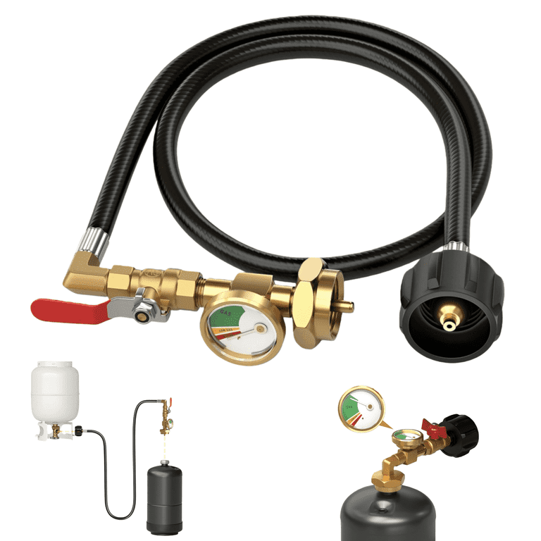 ODDPC Propane Tank Refill Adapter Hose with Gauge, 3-Ft photo 1