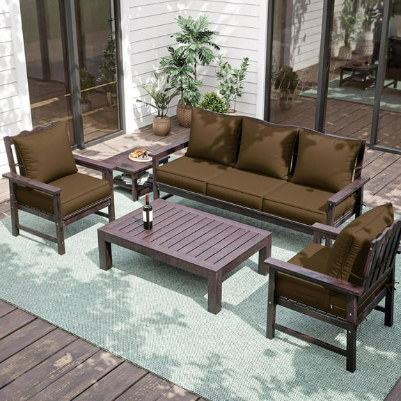 Premium Outdoor Seat Cushion Chair Cushions for Furniture - 24" x 24" x 5" Waterproof & Fade Resistant Deep Seat and Backrest Cushion Set with Removable Covers for Chair, Sofa