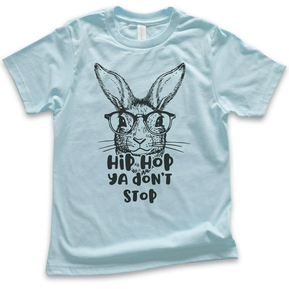 Kids Hip Hop Ya Don't Stop Rabbit Shirt, Youth Kids Boy Girl T-Shirt, Easter Shirt, Easter Bunny Tee, Hipster, Light Blue, Medium