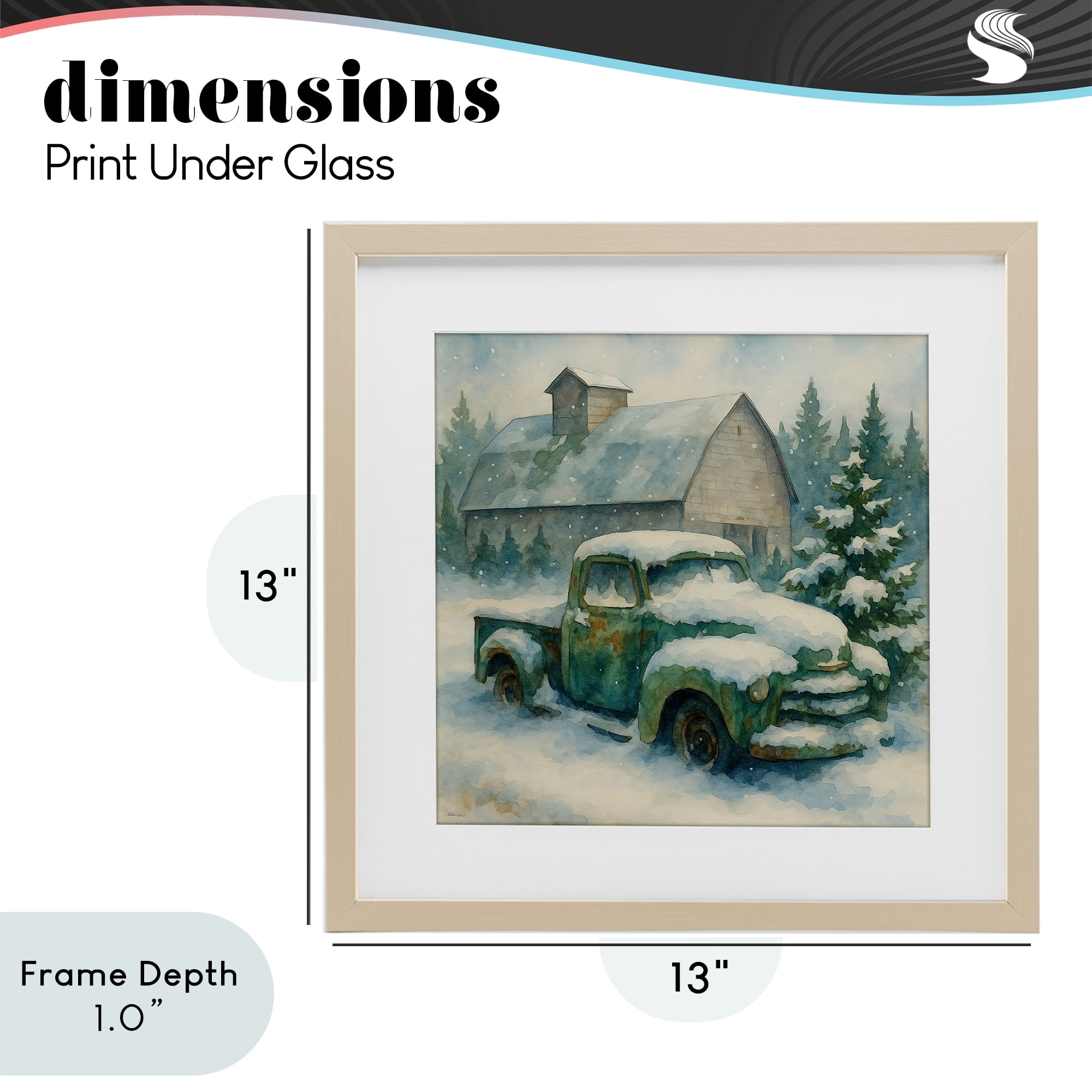 Stupell Industries Nostalgic Winter Farm Truck Birch Framed Print Under Glass, design by Antony Smith
