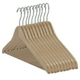 thumbnail image 4 of NAHANCO #80-17 17" Natural Gloss Flat Wooden Suit Hangers with Stationary Pant Bar (Pack of 100), 4 of 5