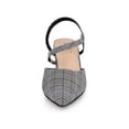 thumbnail image 6 of BLISSFUL STEP Houndstooth Slip on Block Heels Mules for Women Black White (Size 9), 6 of 6