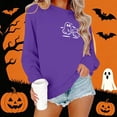 thumbnail image 2 of Halloween Sweatshirt for Women Cozy Autumn Sweatshirt Relaxed Fit Hoodless Pullover for Women Comfort Stylish Casual Wear Season Versatile Layer Purple 3XL, 2 of 5