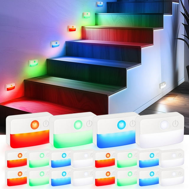 Paquete de 16 luces de escalera inalámbricas con sensor de movimiento RGB de Guankai