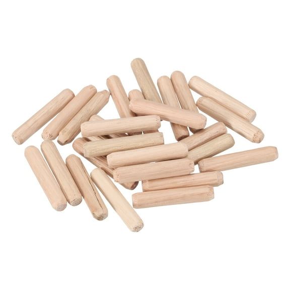 Uxcell Wooden Dowel Pins 40Pcs 0.23"x1.18" Fluted Beveled Ends Wood Dowel Pegs Dried Hardwood for Woodworking Furniture Shelf