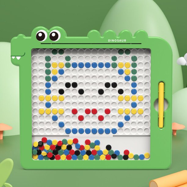 Tablero de dibujo magnético para niños, juego de mesa de aprendizaje de Motor fino con cuentas magnéticas de colores, juguetes educativos para niños Fivean unisex