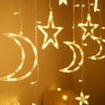 thumbnail image 2 of Guirnalda de luces LED para cortina de 138 luces, decoración de estrellas para Ramadán, bodas, fiestas, decoración navideña con luna y estrellas (blanco cálido), 2 of 8